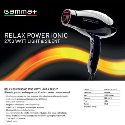Sèche-cheveux professionnels RELAX POWER IONIC 2750 W GAMMA PIU