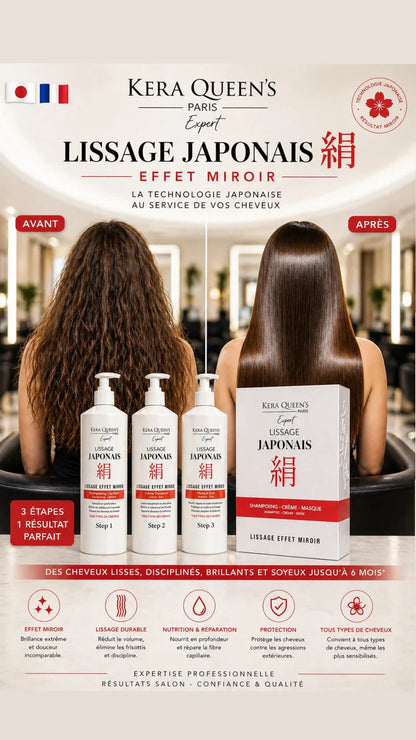 Lissage Japonais Effet Miroir 3x150ml KERA QUEENS EXPERT PARIS.