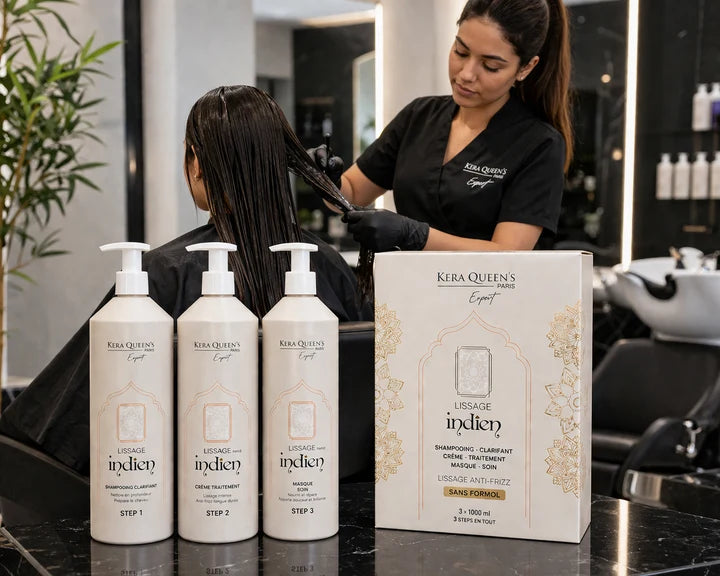 Lissage Indien  Anti-Frizz  3 x 1 Litre  KERA QUEENS EXPERT PARIS.