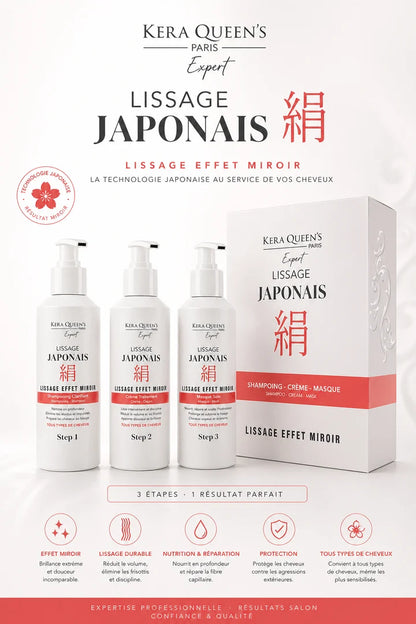 Lissage Japonais Effet Miroir 3 x 1 Litre KERA QUEENS EXPERT PARIS.