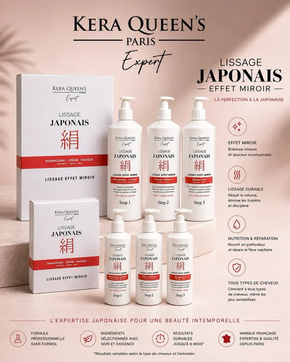 Lissage Japonais Effet Miroir 3 x 1 Litre KERA QUEENS EXPERT PARIS.