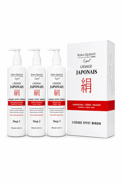 Lissage Japonais Effet Miroir 3 x 1 Litre KERA QUEENS EXPERT PARIS.